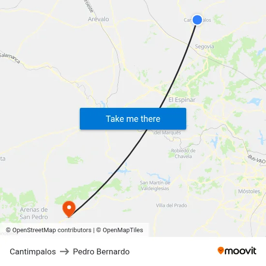 Cantimpalos to Pedro Bernardo map
