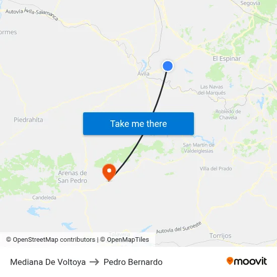 Mediana De Voltoya to Pedro Bernardo map