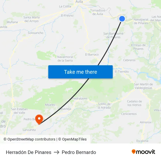 Herradón De Pinares to Pedro Bernardo map