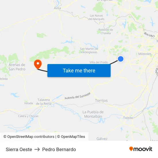 Sierra Oeste to Pedro Bernardo map