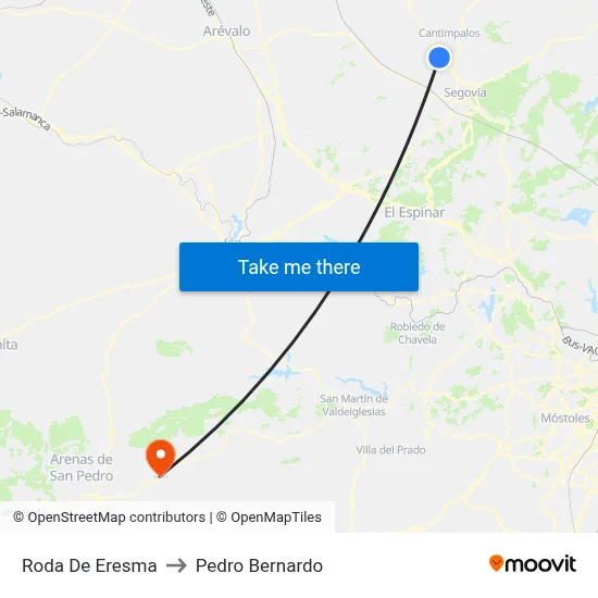 Roda De Eresma to Pedro Bernardo map