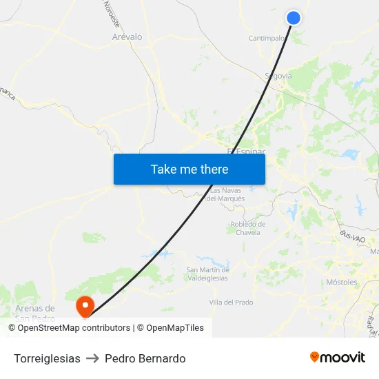 Torreiglesias to Pedro Bernardo map