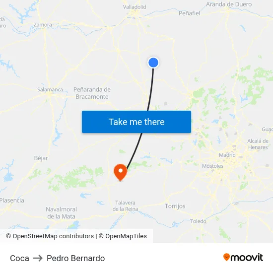 Coca to Pedro Bernardo map