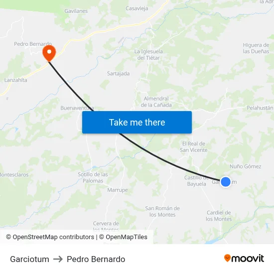 Garciotum to Pedro Bernardo map