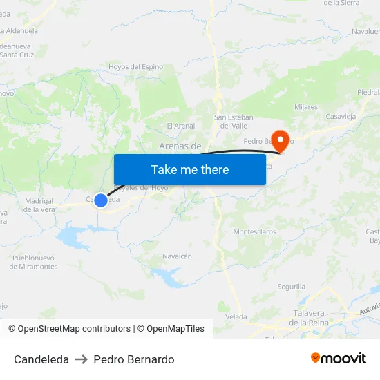 Candeleda to Pedro Bernardo map