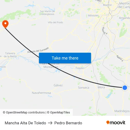Mancha Alta De Toledo to Pedro Bernardo map
