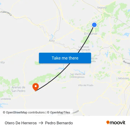 Otero De Herreros to Pedro Bernardo map
