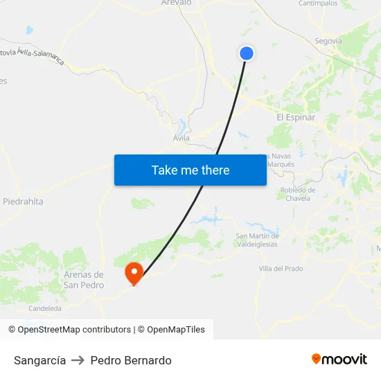 Sangarcía to Pedro Bernardo map