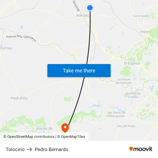 Tolocirio to Pedro Bernardo map