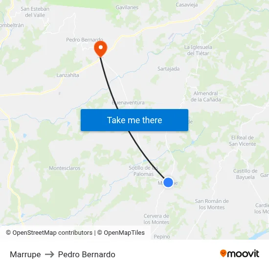 Marrupe to Pedro Bernardo map