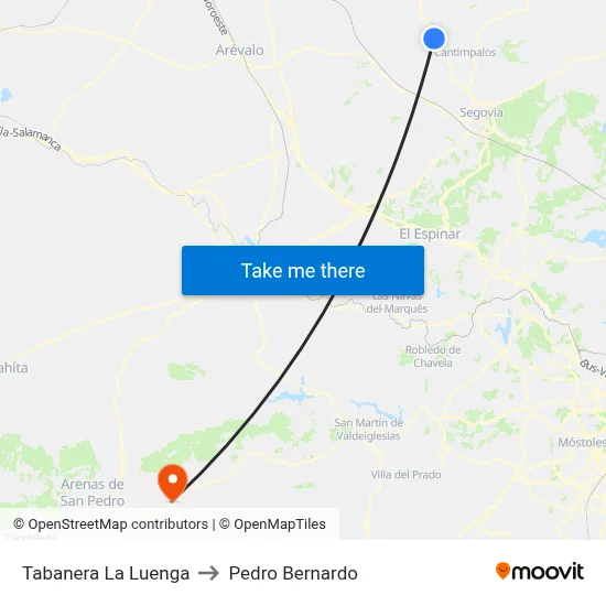 Tabanera La Luenga to Pedro Bernardo map