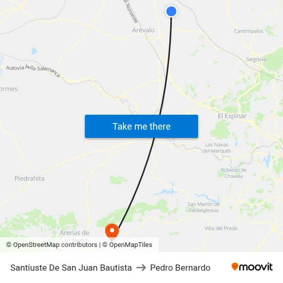 Santiuste De San Juan Bautista to Pedro Bernardo map