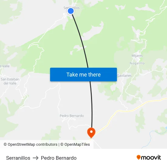 Serranillos to Pedro Bernardo map