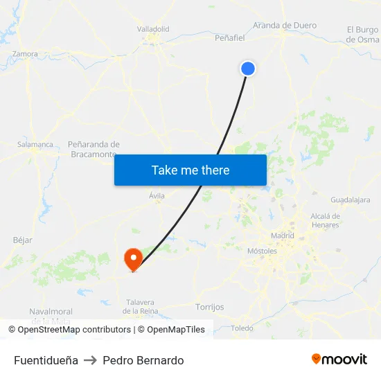 Fuentidueña to Pedro Bernardo map