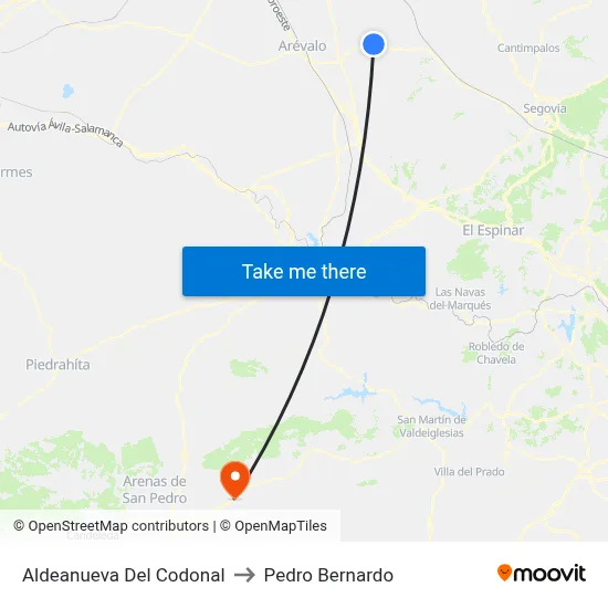 Aldeanueva Del Codonal to Pedro Bernardo map