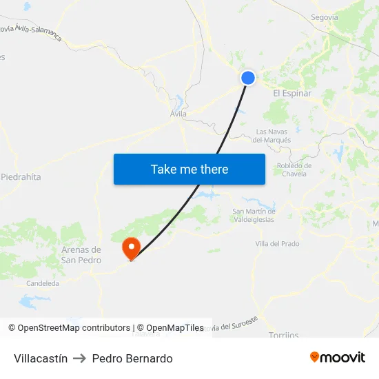 Villacastín to Pedro Bernardo map