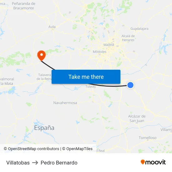 Villatobas to Pedro Bernardo map
