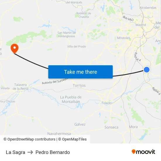 La Sagra to Pedro Bernardo map