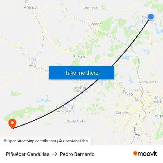 Piñuécar-Gandullas to Pedro Bernardo map