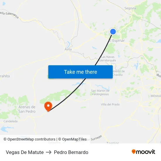 Vegas De Matute to Pedro Bernardo map