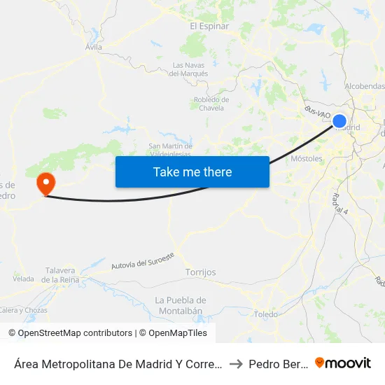 Área Metropolitana De Madrid Y Corredor Del Henares to Pedro Bernardo map