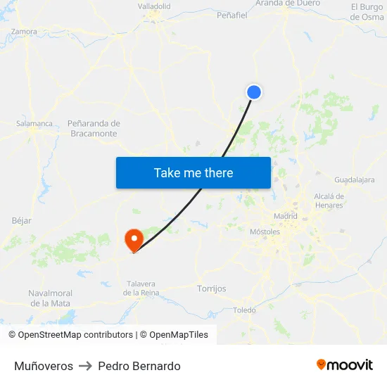 Muñoveros to Pedro Bernardo map