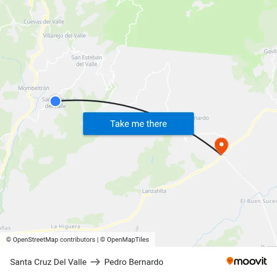 Santa Cruz Del Valle to Pedro Bernardo map