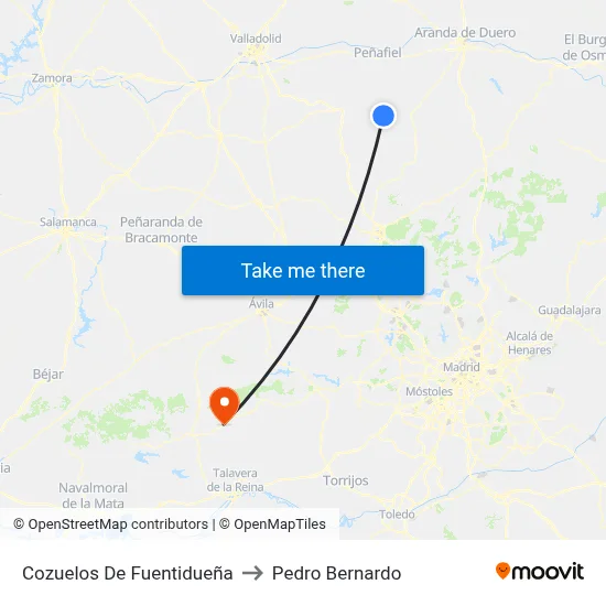 Cozuelos De Fuentidueña to Pedro Bernardo map