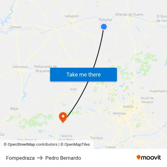 Fompedraza to Pedro Bernardo map