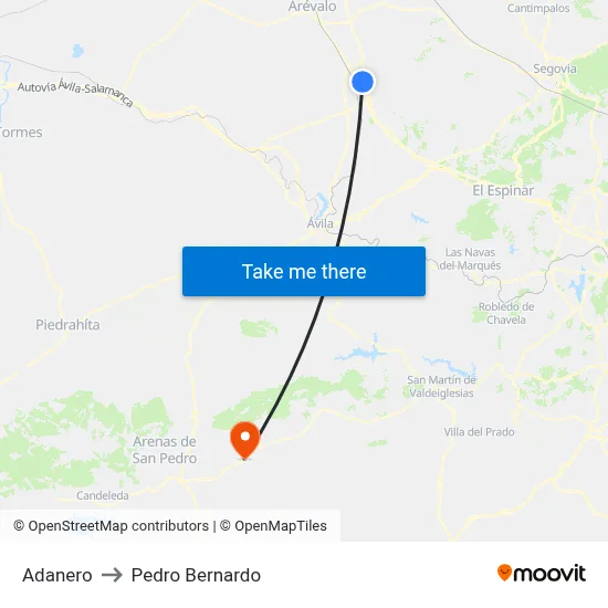 Adanero to Pedro Bernardo map
