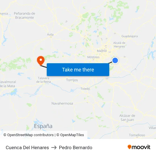 Cuenca Del Henares to Pedro Bernardo map