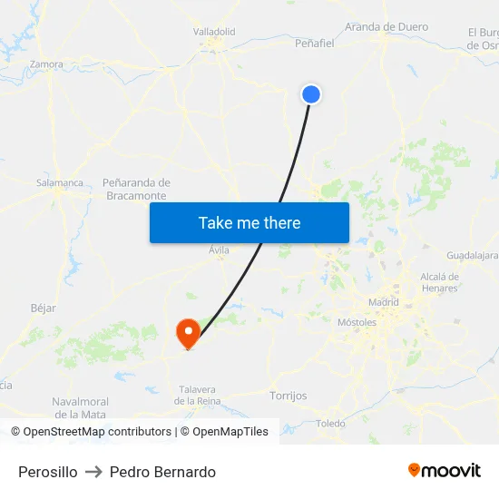 Perosillo to Pedro Bernardo map