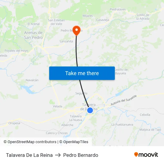 Talavera De La Reina to Pedro Bernardo map