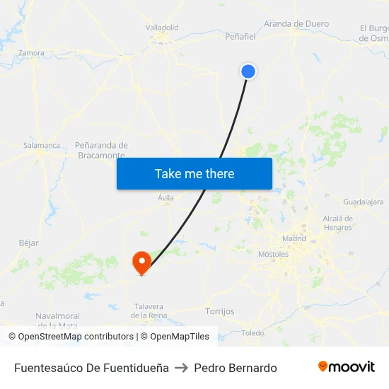 Fuentesaúco De Fuentidueña to Pedro Bernardo map