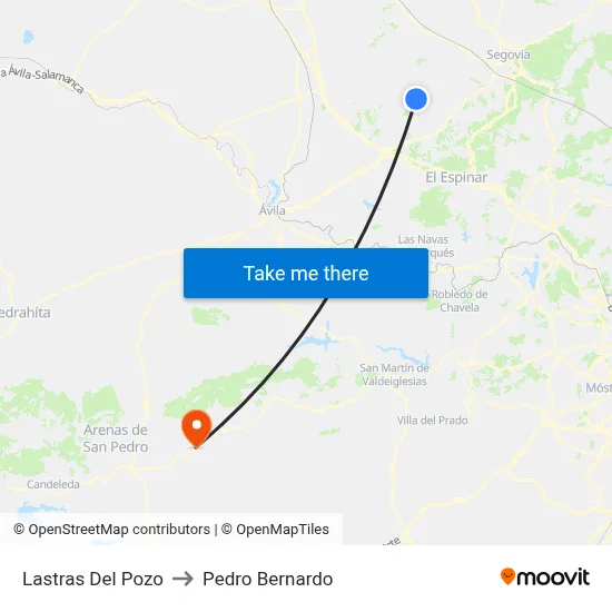 Lastras Del Pozo to Pedro Bernardo map