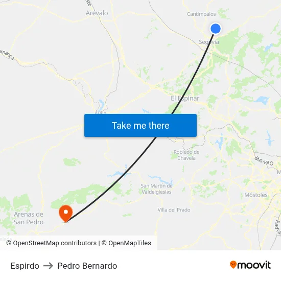 Espirdo to Pedro Bernardo map
