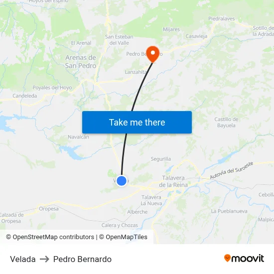 Velada to Pedro Bernardo map