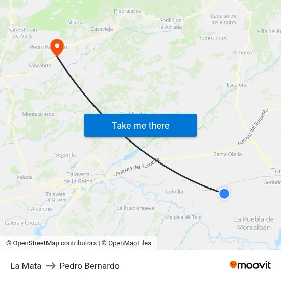La Mata to Pedro Bernardo map