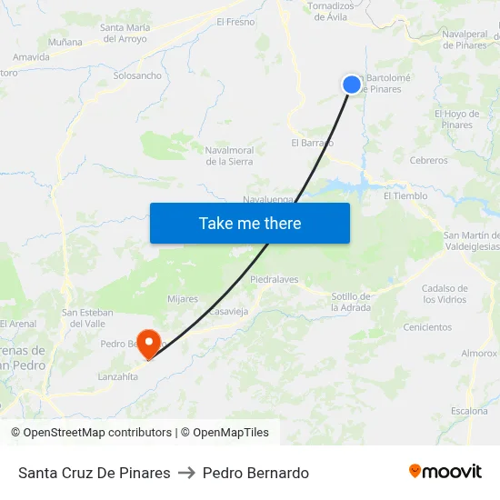 Santa Cruz De Pinares to Pedro Bernardo map