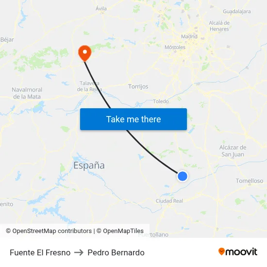 Fuente El Fresno to Pedro Bernardo map