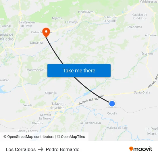 Los Cerralbos to Pedro Bernardo map