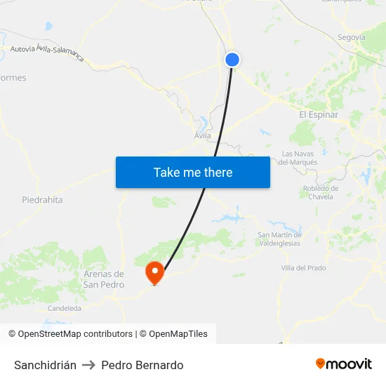 Sanchidrián to Pedro Bernardo map