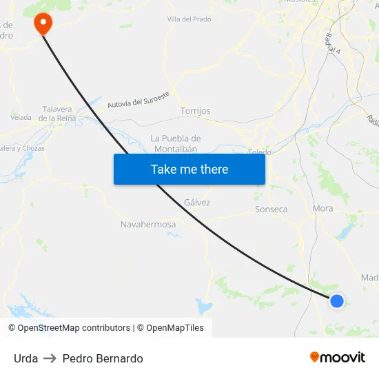 Urda to Pedro Bernardo map