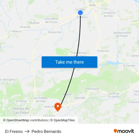 El Fresno to Pedro Bernardo map