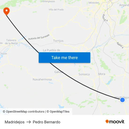Madridejos to Pedro Bernardo map