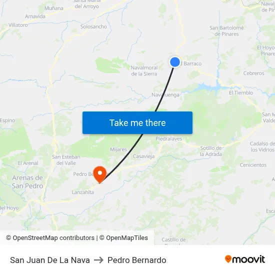 San Juan De La Nava to Pedro Bernardo map