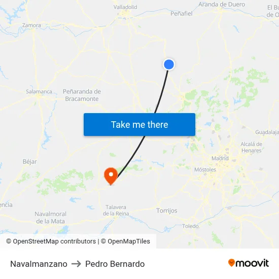 Navalmanzano to Pedro Bernardo map