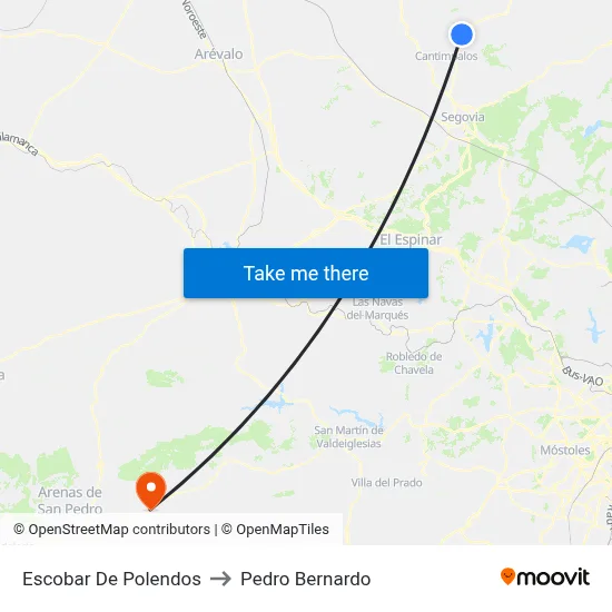 Escobar De Polendos to Pedro Bernardo map