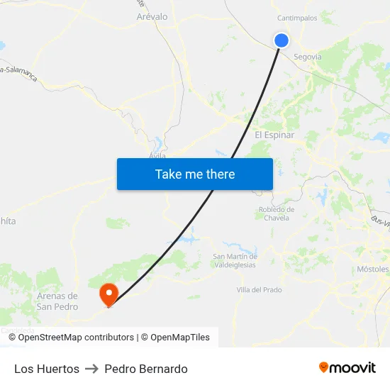 Los Huertos to Pedro Bernardo map