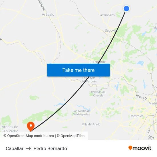 Caballar to Pedro Bernardo map